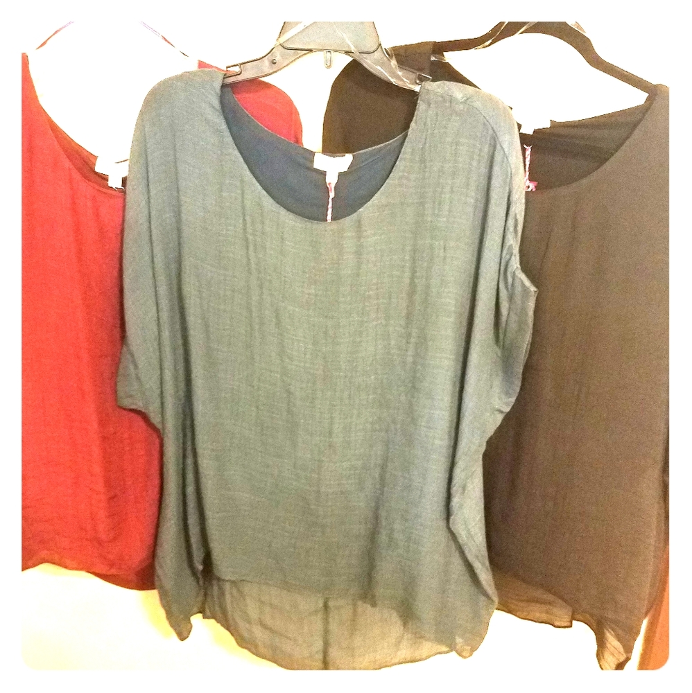 Umgee Chiffon Overlay Blouses 3 colors  New